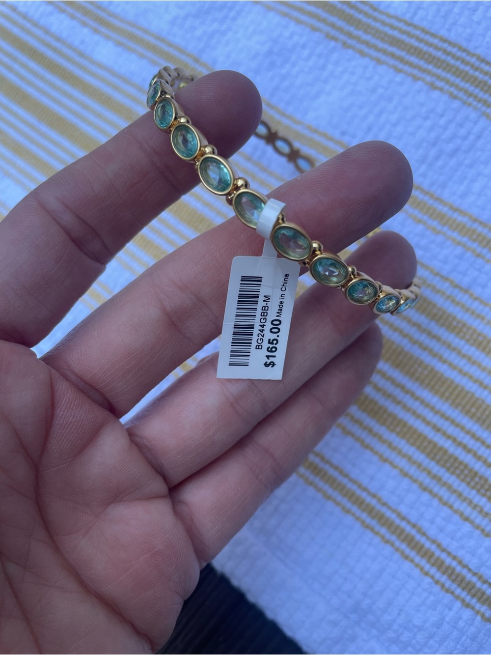 NWT Julie Vos Gold Blue Crystal Accented Gold Mykonos Bangle - Picture 4 of 8